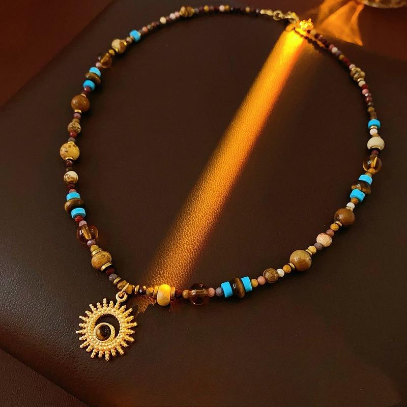 Titanium Steel Celestial Sun Necklace - Vintage, Niche, Collar Chain, Luxurious and High-end, Fashionable Accessory