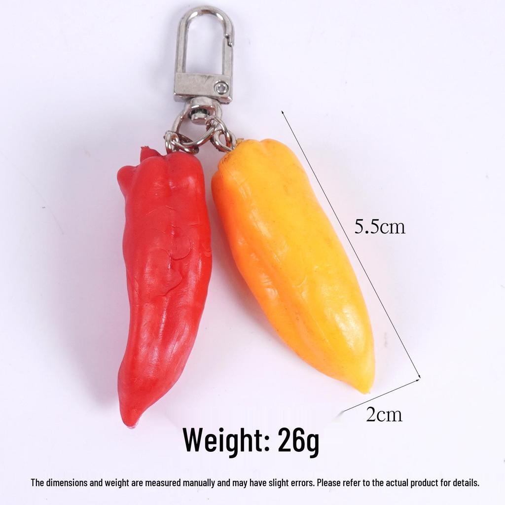 Creative Vegetable Keychain: Red, Green, Yellow Pepper & Garlic Toy Pendant