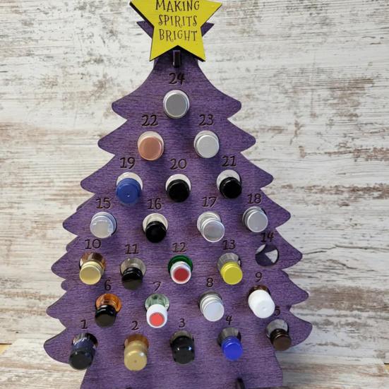 Yousheng Wooden Christmas Tree Wine Rack 24 Days Advent Calendar Wine Bottle Holder Adult Christmas Tree Countdown Decoration for Countertop Bar Decor