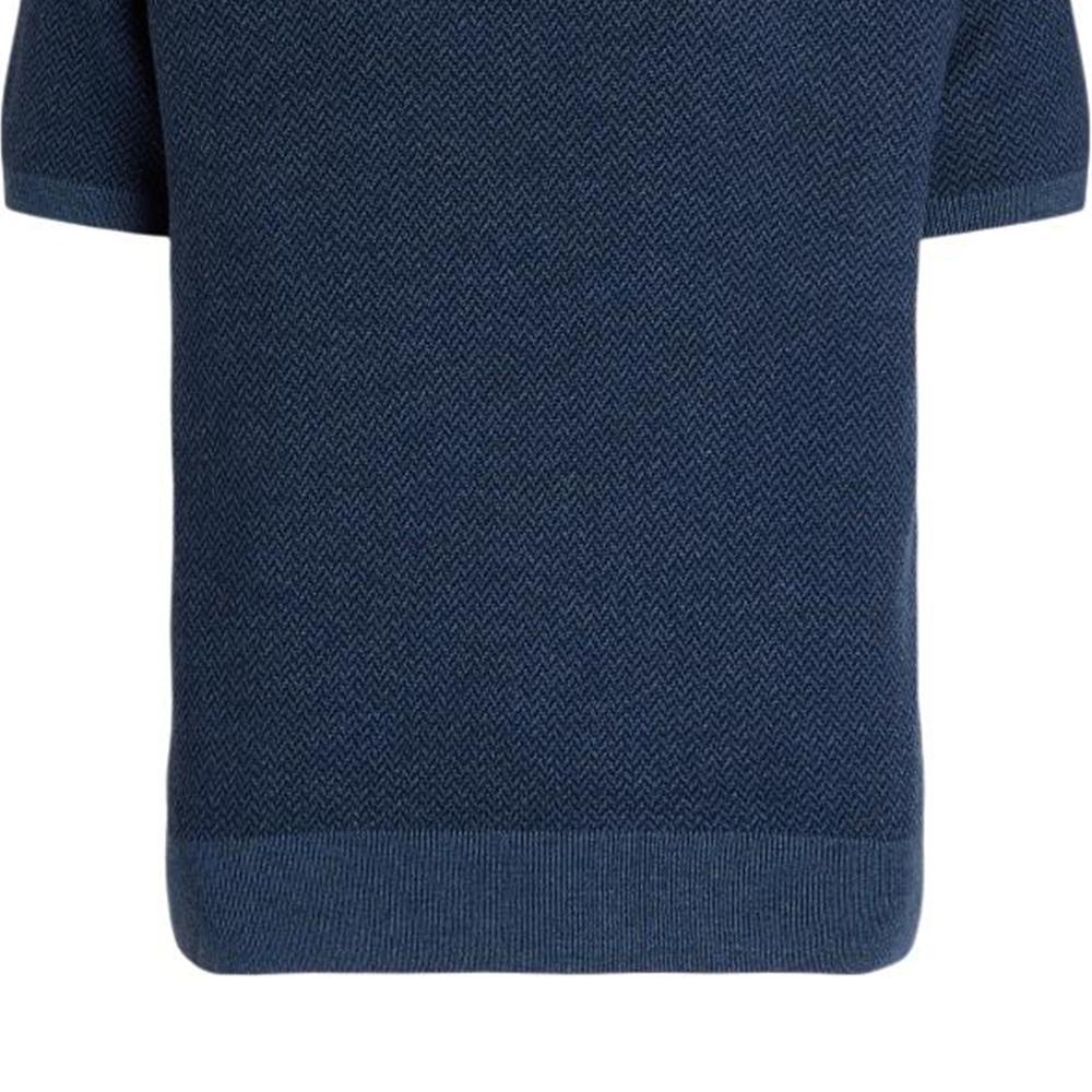 Polo Ralph Lauren FW24 Logo Embroidered Ribbed Short Sleeve Knit Top Men Tops Deep-Blue MNPGSWE1CM20023-400
