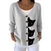 V-Neck 5-Button Printed Cardigan Sweater