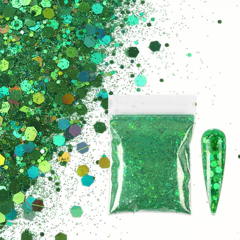 

10 г массивные голографические блестящие ногти, шестигранные объемные блестки, пудра, украшение для гель-лака для ногтей, золотые, серебристые, красные, розовые аксессуары