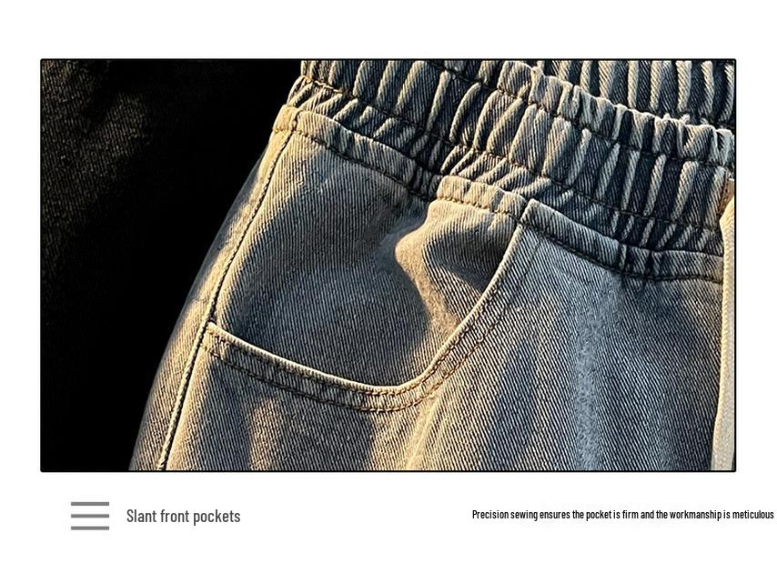 Modische Damen-Jeans mit weitem Bein und elastischem Bund: Locker, Dünn, Tunnelzug-Stil für Frühling & Sommer 2024
