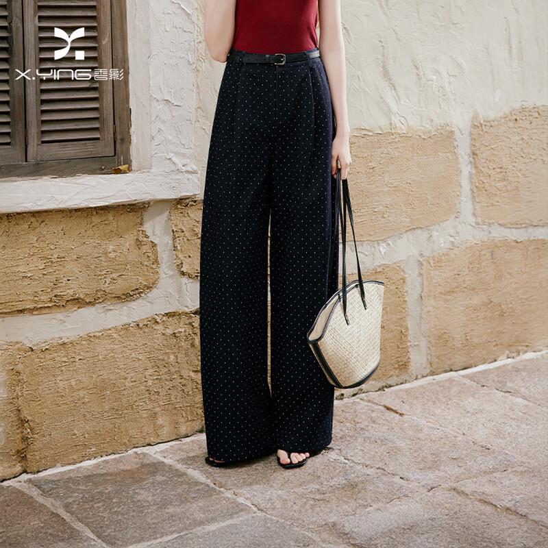 Women s Black Polka Dot High-Waist Relaxed Pants L