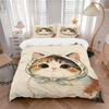 3-teiliges Katzen-Print-Bettwäsche-Set, Bettbezug und Kissenbezüge, Geeignet für alle Jahreszeiten(Kein Einsatz)-0729007