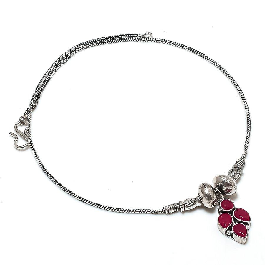 

Natural Mozambique Garnet Gemstone 925 Sterling Silver Jewelry Necklace 18 ASN-5957