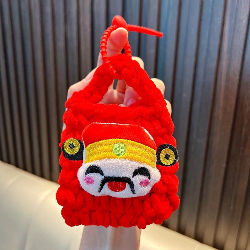 Handmade Knitted Red Envelope Keychain: New Year Gift Charm.