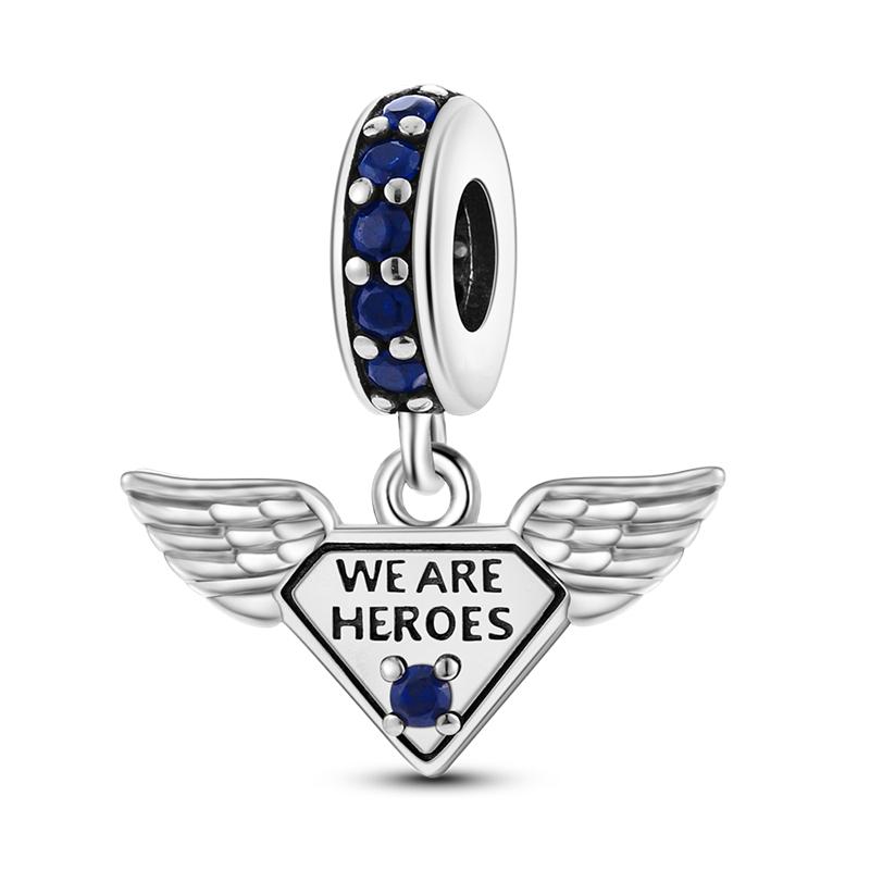 Copper Wings Sister Cross Pendant Charms Fit Original 4Mm Aperture Bracelet Charm Beads Necklace Diy Female Jewelry