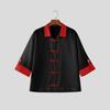 INCERUN Camicie Casual Estive da Uomo con Collo a Rever, Manica Corta, Cuciture, Bottoni, Top