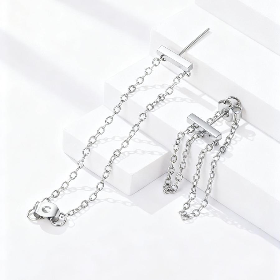 Stainless Steel Tassel Earrings Ear Studs Women'S Design Sense Ear Chain Earrings