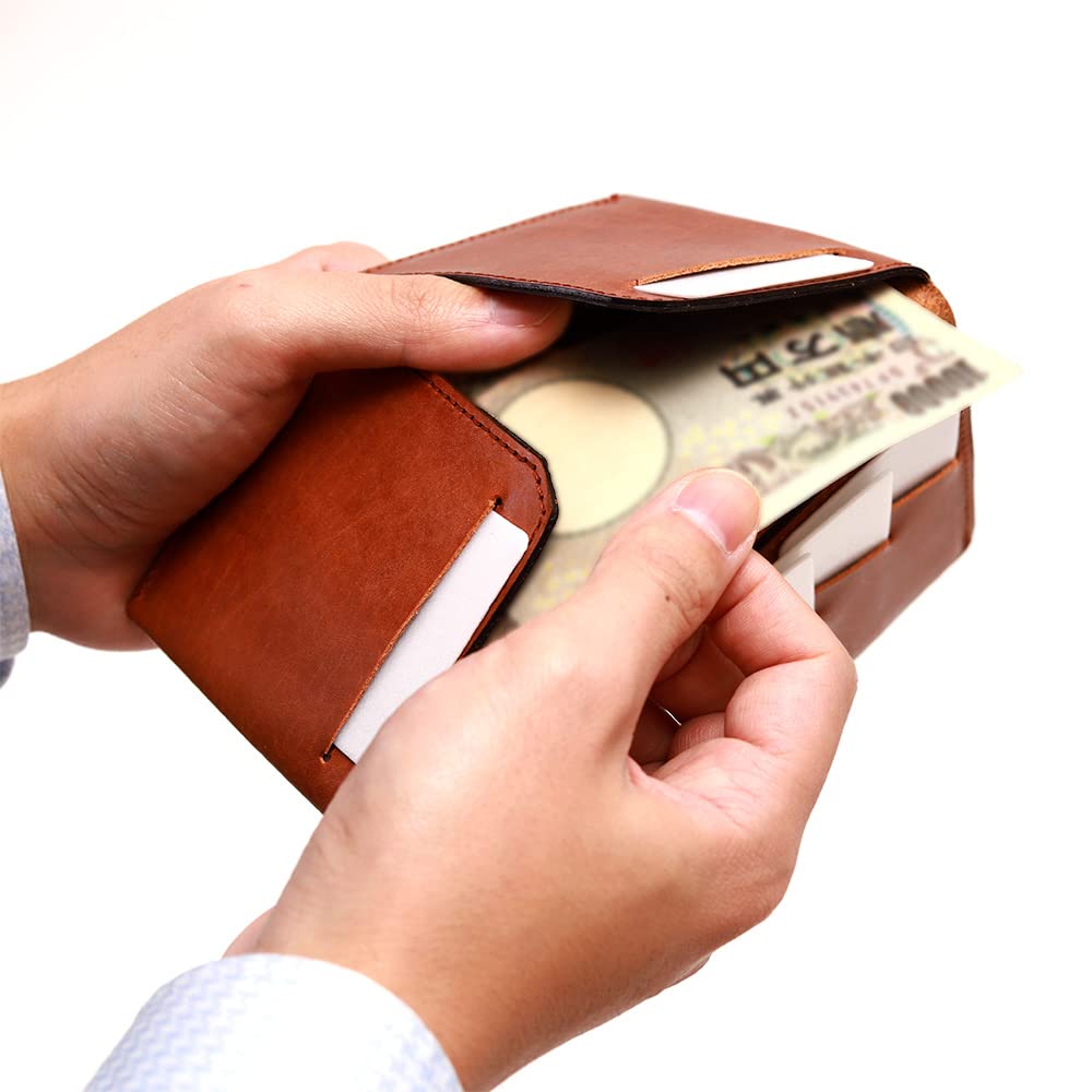 AGILITY affa "Divise" Long Wallet, Ultra-Thin, Compact, and Short, Genuine Leather, Minimalist Design for Men and Women