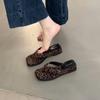 Slope Heel Square Head Leopard Print Flip-Flops For Women, Summer Wear, Seaside Vacation Travel, Cold Slippers For Women