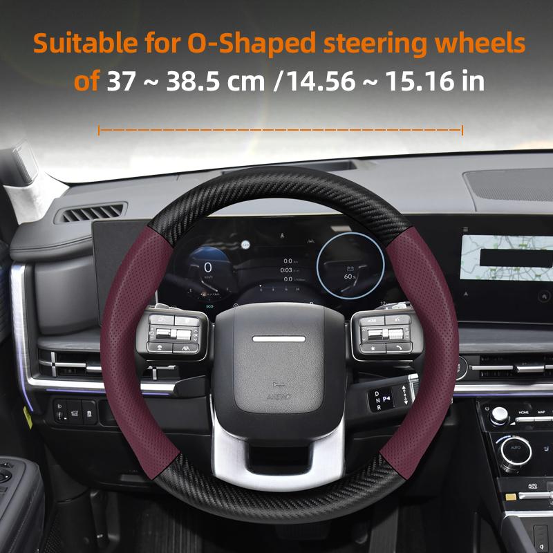 For Hyundai Carbon Fiber Texture Perforated Leather Steering Wheel Cover I30 Tucson Ix35 I20 Solaris Creta I10 Ioniq Getz Accent WW73
