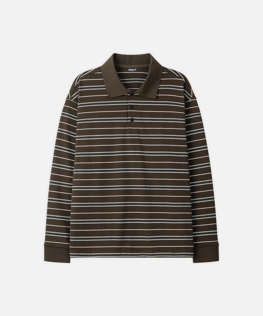 DRAW FIT Multi-Stripe Broad Pique T-Shirt [Dark Brown]