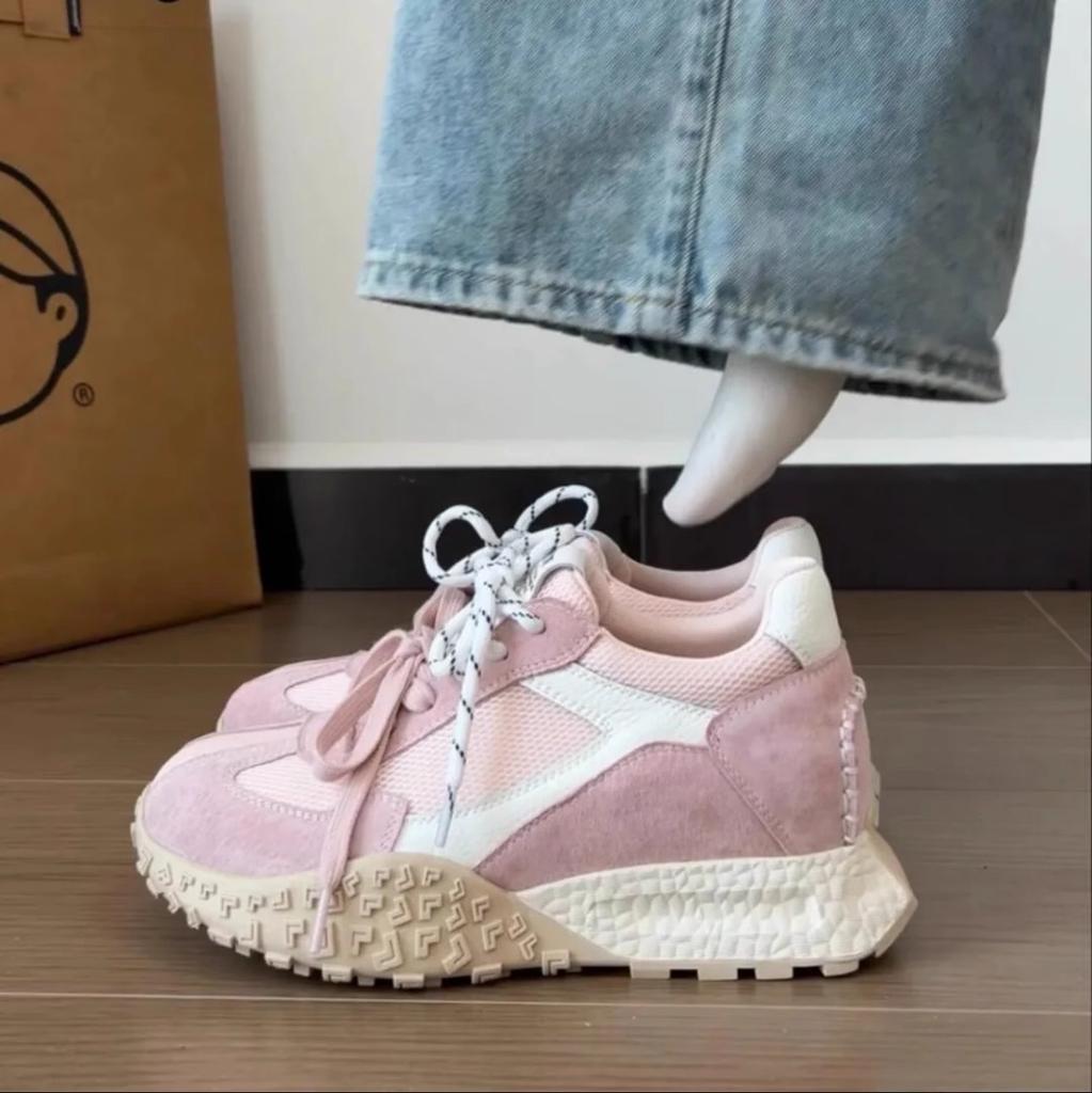 Korean thick-soled heightening pink Forrest Gump shoes for women 2025 new versatile breathable leisure sports Dexun dad shoes for women