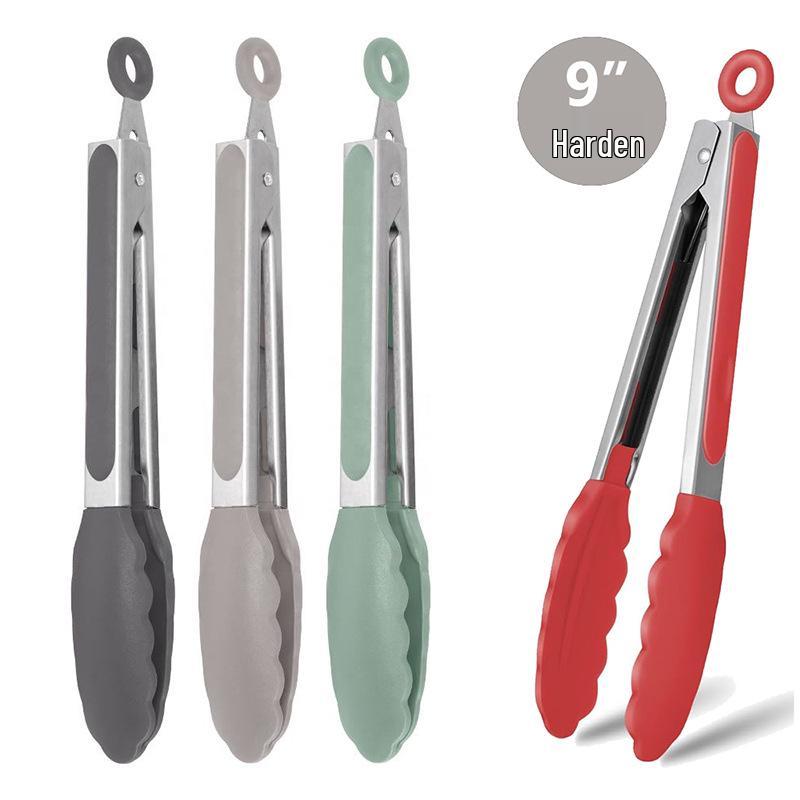 FDA-Approved 9-inch Hardened Silicone Anti-Scald BBQ Steak Tongs