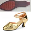 Hot Selling Ladies Modern Dancer Shoes, Tango Shoes, Waltz Indoor/outdoor Gold and Silver Shiny Dance Middle Heel