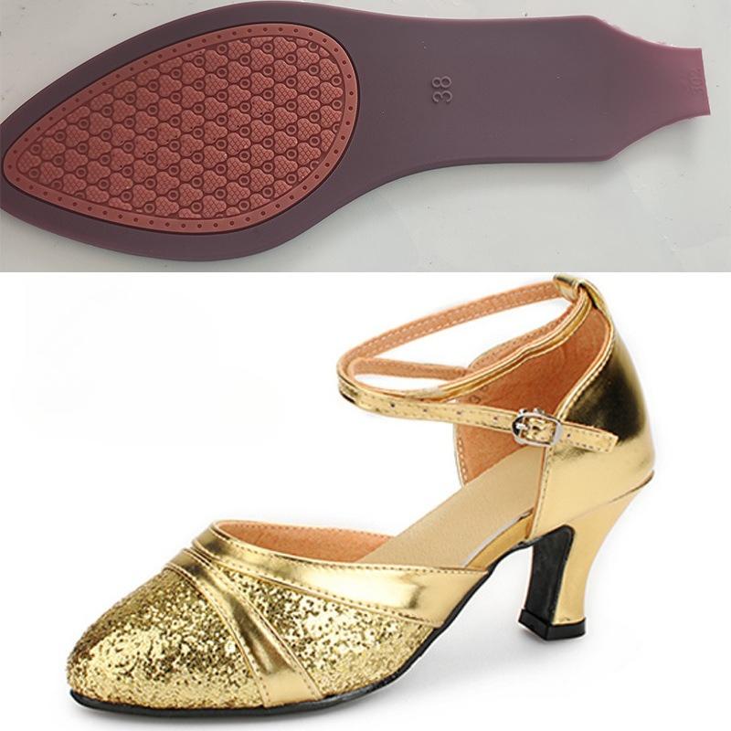 Hot Selling Ladies Modern Dancer Shoes, Tango Shoes, Waltz Indoor/outdoor Gold and Silver Shiny Dance Middle Heel