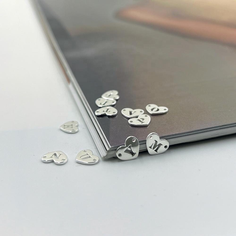 New S925 Sterling Silver Initial Alphabet Heart Connector Letter Charms for Permanent Jewelry Making
