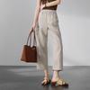 SOFSIL Women's High-Waist Linen Blend Loose Cropped Trousers