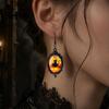 Versatile Dark Style Daily Wear Accessories 1 Pair Halloween Gothic Black Cat Earrings for Women, Vintage Jewelry with Skull Bat Patterns Punk Dangle