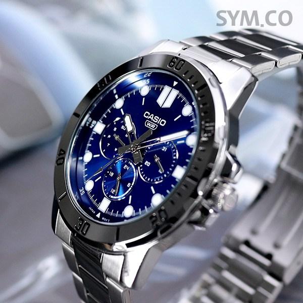 Casio Pánské ležérní multifunkční denní datum kovové hodinky 1374 modré