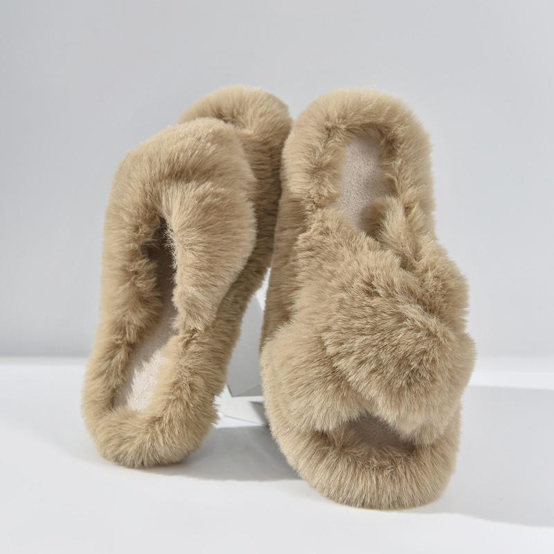 

Women Flats Fur Slippers 2025 Winter Fashion Casual Shoes Designer Cozy Slingback Sandals Fashion Home Flip Flops New Zapatillas 42 хаки