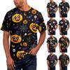 Halloween All Over Print T Shirt, Cute Pumpkin Graphic Tee for Women Men
