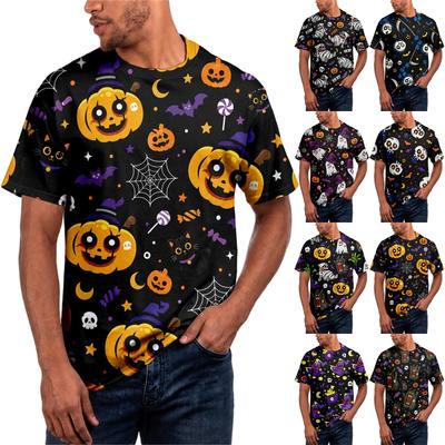 Halloween All Over Print T Shirt , Cute Pumpkin Graphic Tee for Women Men