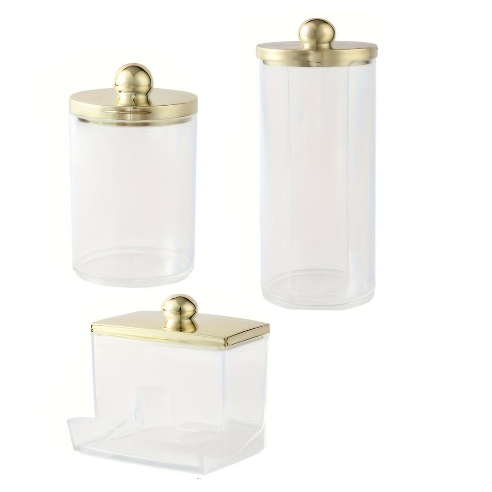 2/3 Pezzi Portacotton, Contenitori Organizzatori per Bagno per Make-up, Cotone Sferico/Bastoncini Cotone/Dischetti Cotone Rotondi/Filo Interdentale/Elastici per Capelli
