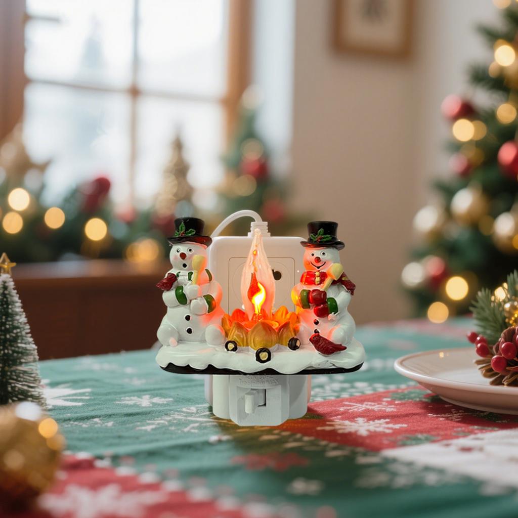 Vánoční noční světlo, 3D vánoční sněhulák noční světlo, Štědrovečerní blikající noční světlo dárky pro rodinu, 120V zástrčka pro sváteční
