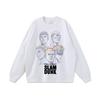 Unisex Vintage Washed Cotton Long Sleeve Tee With Cartoon Print Oversized Fit Streetwear Style