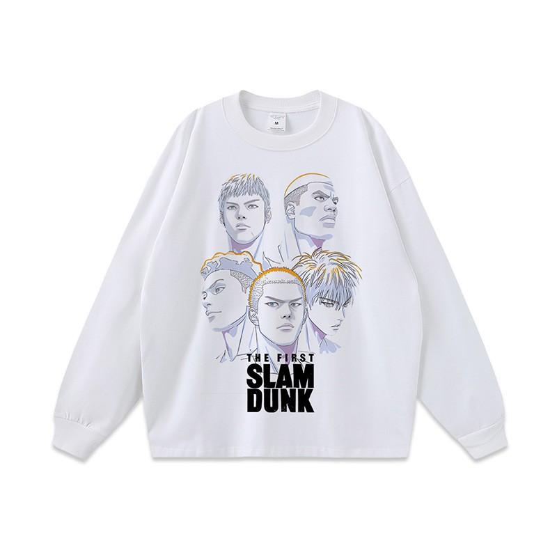 Unisex Vintage Washed Cotton Long Sleeve Tee With Cartoon Print Oversized Fit Streetwear Style