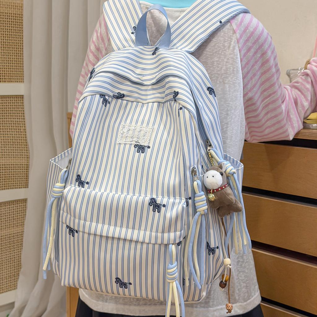 Schoolbag girl schoolbag simple versatile backpack primary school students small fresh cute embroidered bow lightweight travel backpack