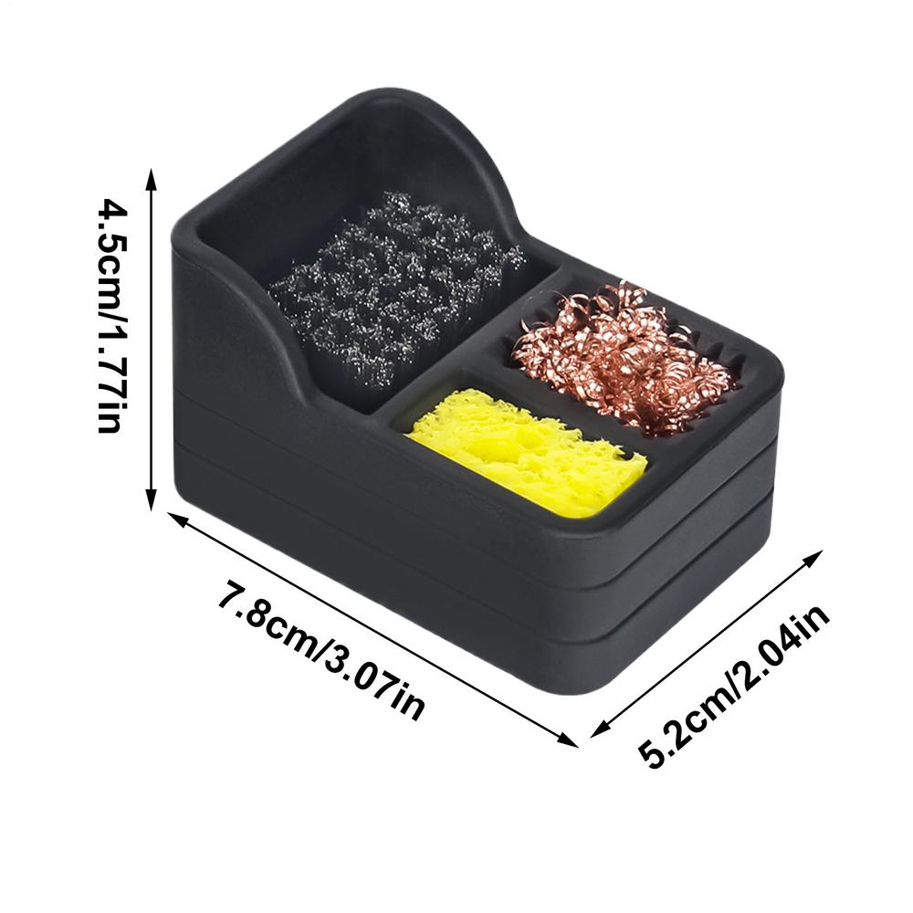 Small Soldering Iron Tips Cleaning Box Steel Brush Sponge Copper Wire 3 Clean Modes Welding Head Tin Slag Remove Cleaner Tool
