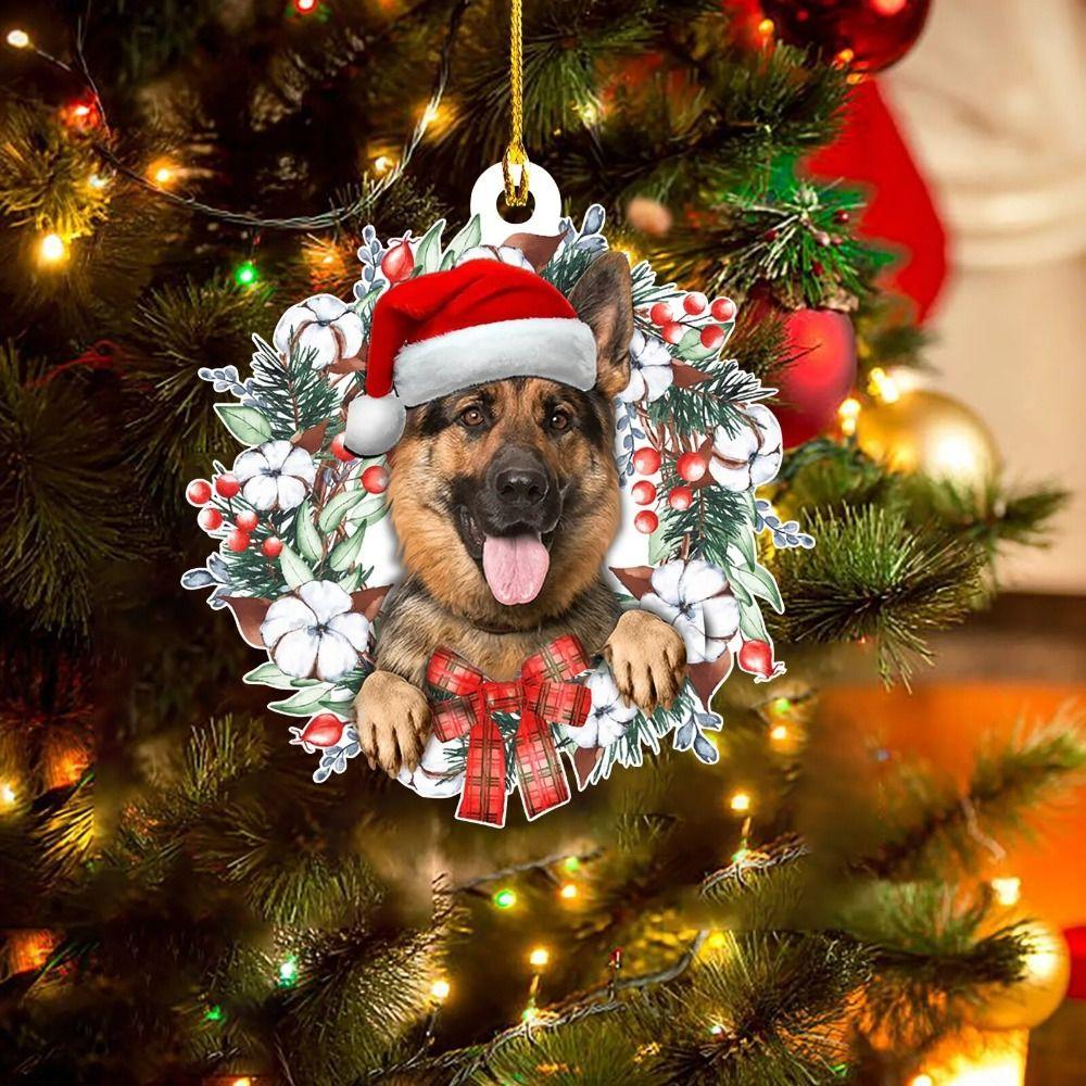 

Hanging Santa Hat Cat Dog Pig 2D Christmas Decorations Adorable Christmas Tree Ornaments Home