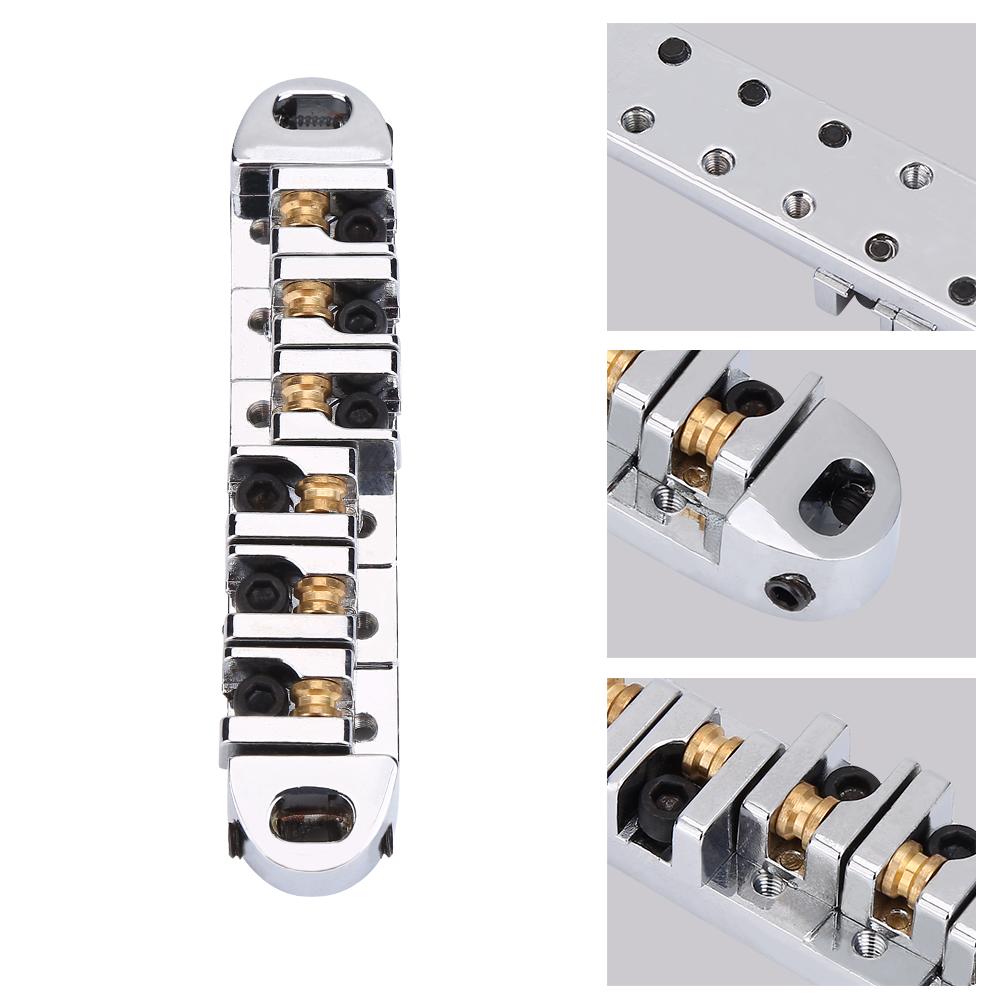 1 Set Ponte Sella a Rulli in Lega Parte di Ricambio per Chitarra Elettrica 6 Corde Stile LP(Argento)