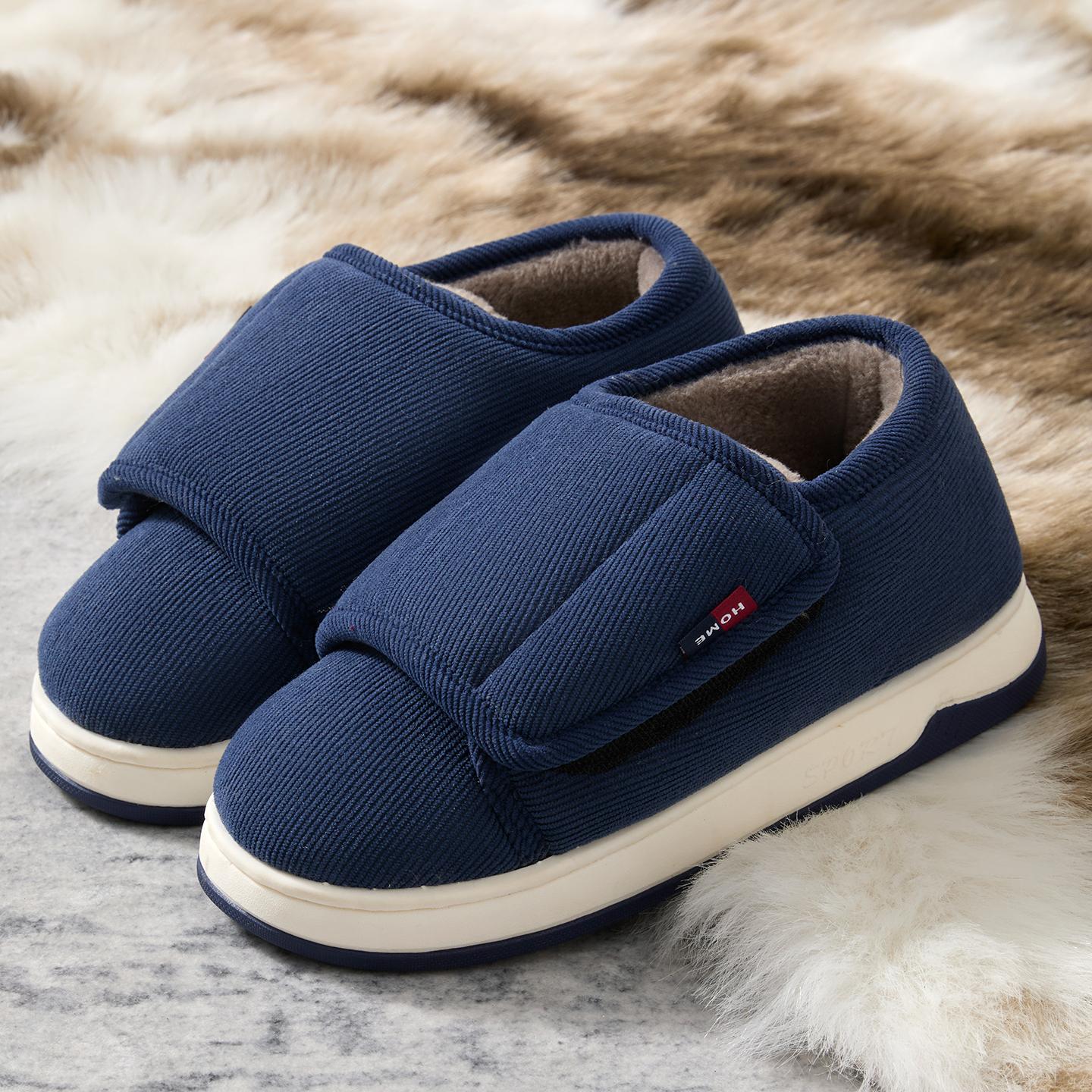 

Winter Women Cotton Slippers Plush Warm Thick Bottom Slides Breathable Soft Non-slip Slippers Indoor Outdoor Men Casual Slippers 44-45 синий