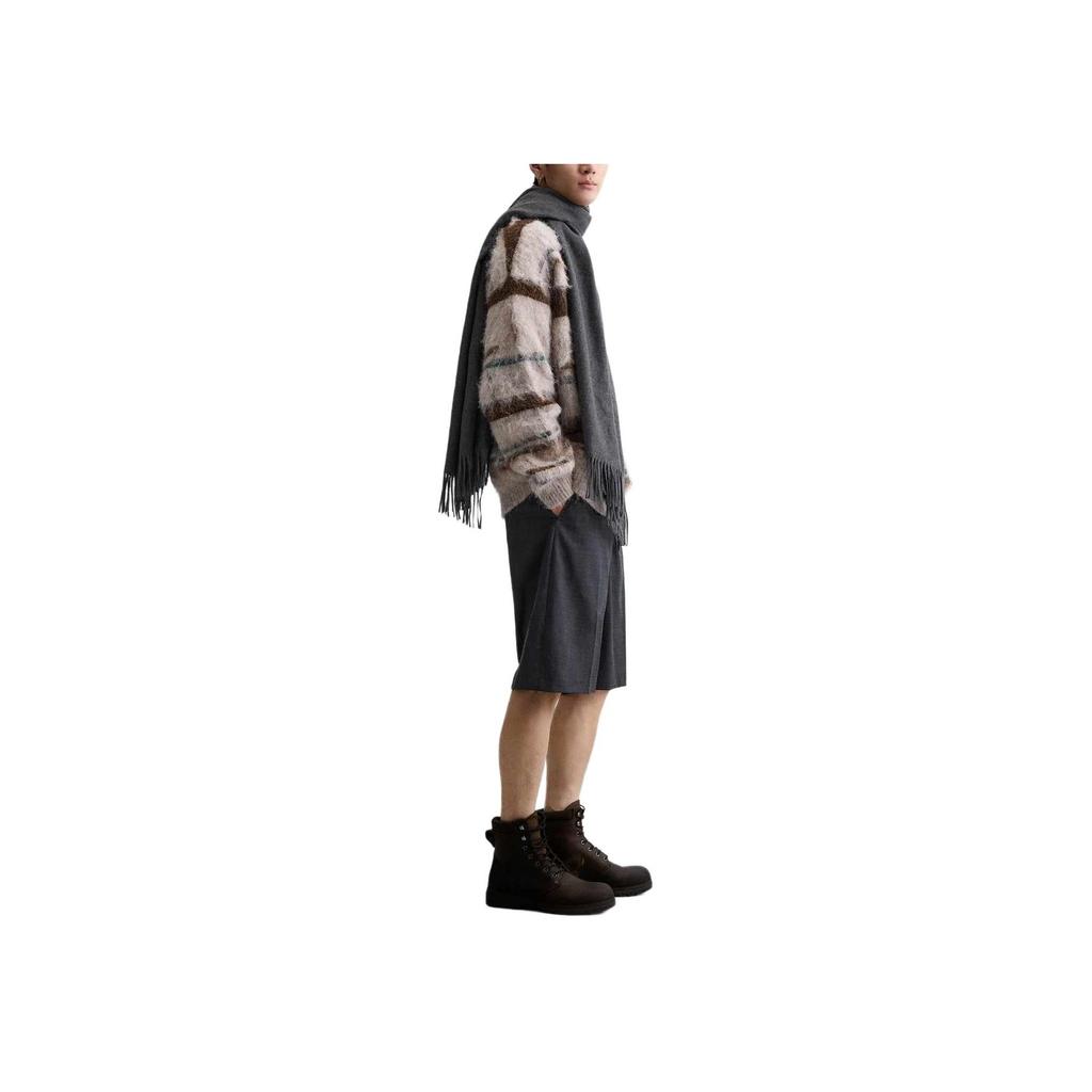 Zara Loose Hollow Striped V-Neck Cardigan Long Sleeve Sweater Men sweater Off-White 09598369-35