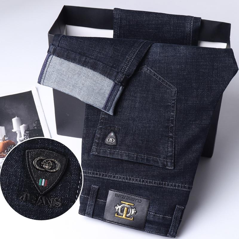 

Осень и зима Новые европейские и американские мужские легкие роскошные джинсы мужские брюки деловые повседневные прямые брюки 40