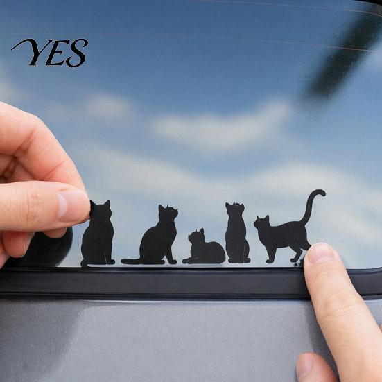 Personalized Car Decal Sticker, Waterproof PVC Self-adhesive Traceless Auto Decal, Five Cats Weatherproof Pattern Sticker for Fuel Tank Caps
