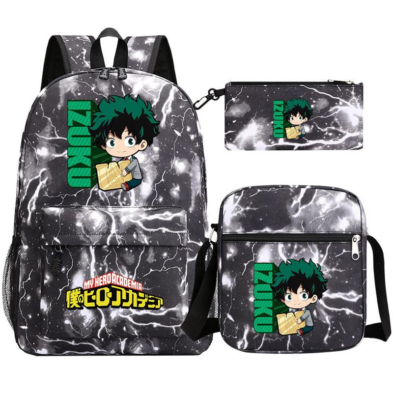 Young Students Schoolbag Animation Three-Piece Backpack Diagonal Hanging Bag Pencil Case