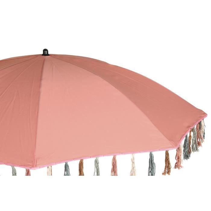 Parasol - Acier - Corail - Aluminium - 180x180 Cm - Hauteur 190 Cm - Frange Design