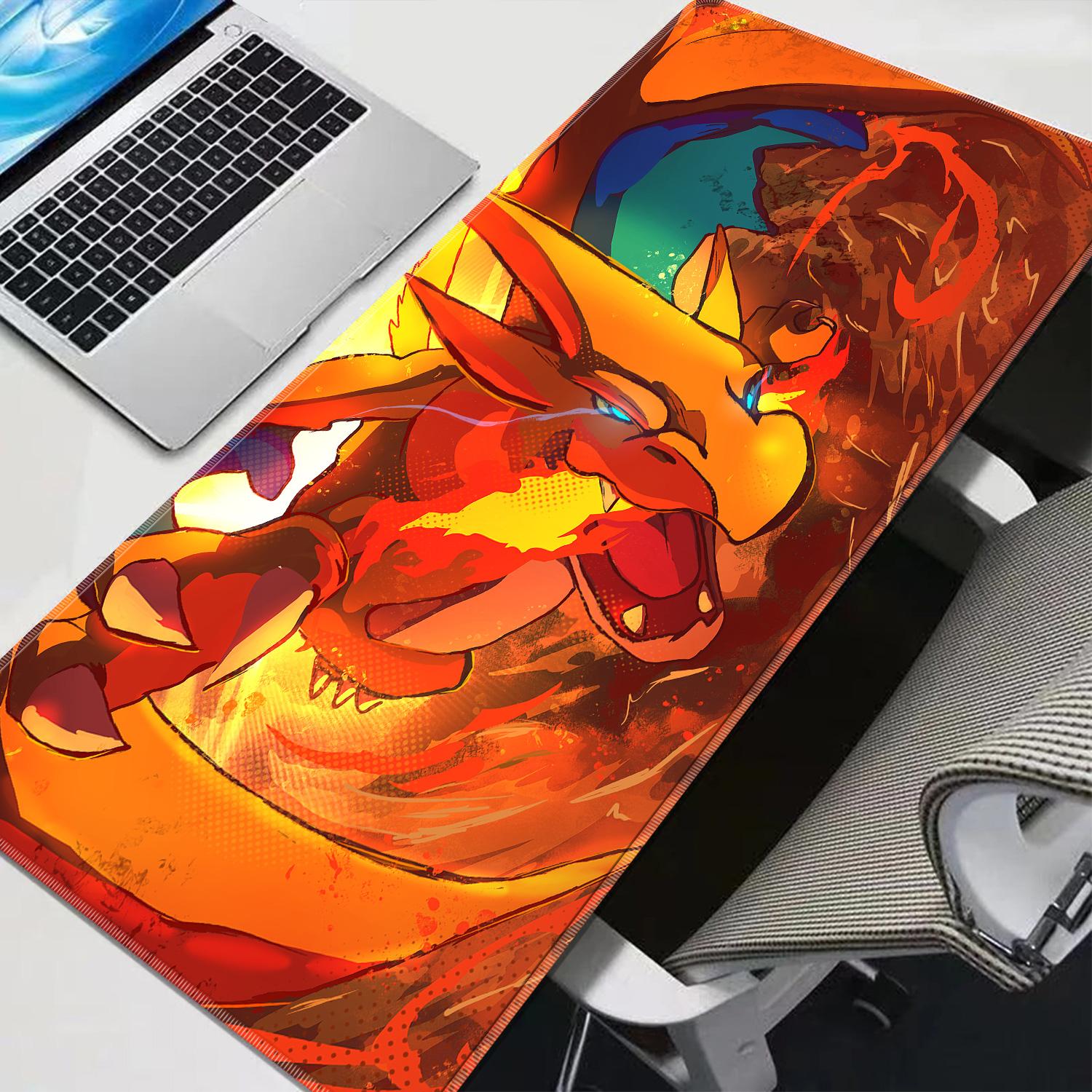 Cartoon Charizard Pokemon Mauspads Glatte Oberfläche Anti-Rutsch Gummi Schreibtischmatte Große Größe Spieltastatur-Pad Student Homeoffice-Nutzung 30cmx60cm red
