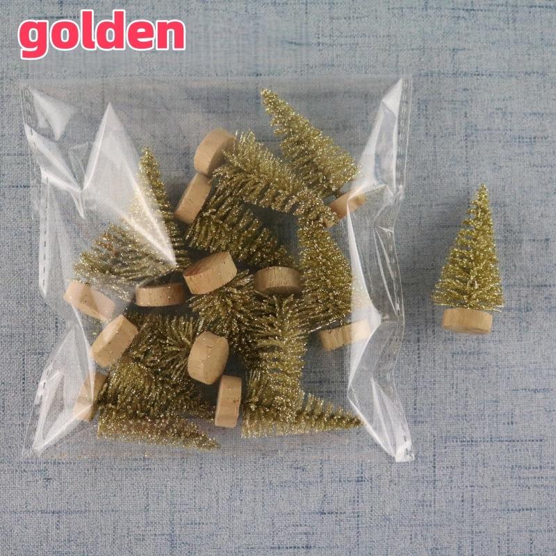 12PCS DIY Mini Christmas Tree 4.5cm Sisal Silk Cedar Desktop Decoration Small Christmas Tree Xmas New  Navidad Decor Gifts