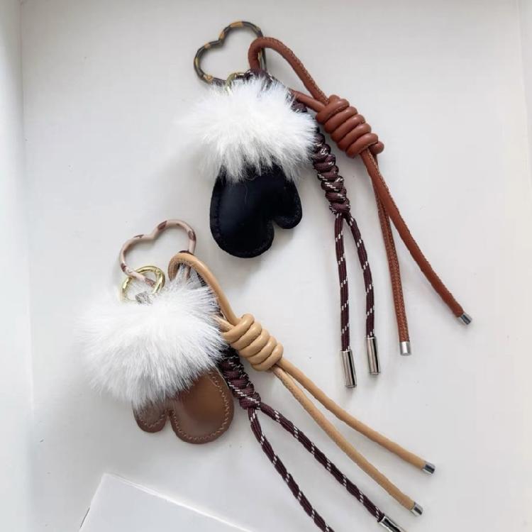 Sophisticated PU Leather Glove Keychain Accessory Colorful Woven Lanyard Keyring Handmade Key Chain Charm for Women