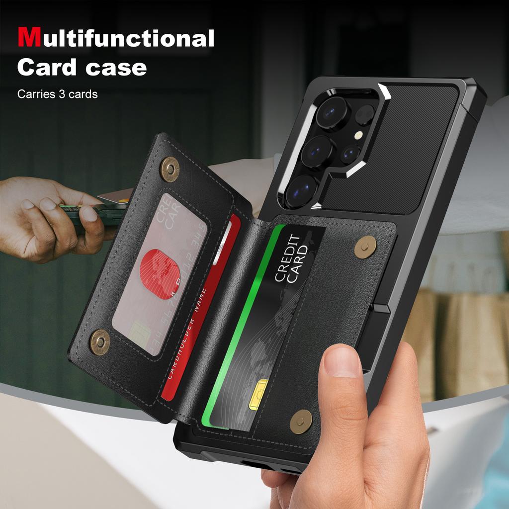 Wallet Double Button Leather Wallet Case For Samsung Galaxy S24 Ultra S24Plus Magnetic Anti-fall Cards Solt Bag Pocket Cover