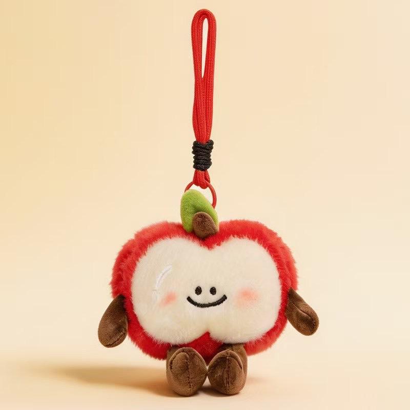 Cute Strawberry Orange Plush Keychain Cartoon Fruit Doll Desktop Ornament Palm Toy Pendant