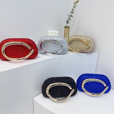 Trendy Classic Round Box Clutch Bag Dinner Bag Acrylic Bag Retro Metal Handle Shoulder Crossbody