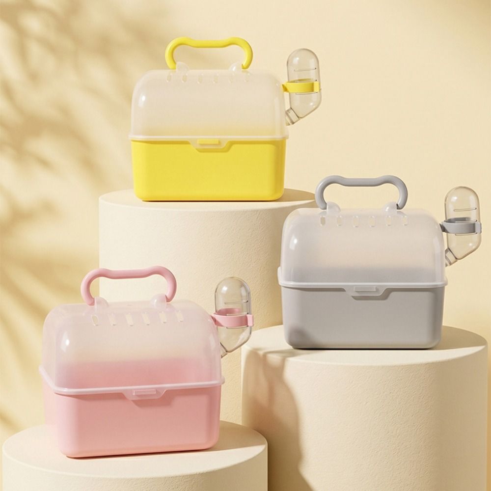 Escape-Proof Hamster Travel Carrier with Buckle Guinea Pig Handheld Case Small Pet Cage Vet Visits